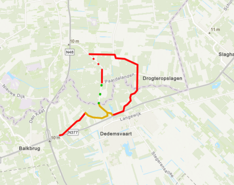 Afbeelding met de omleidingsroute